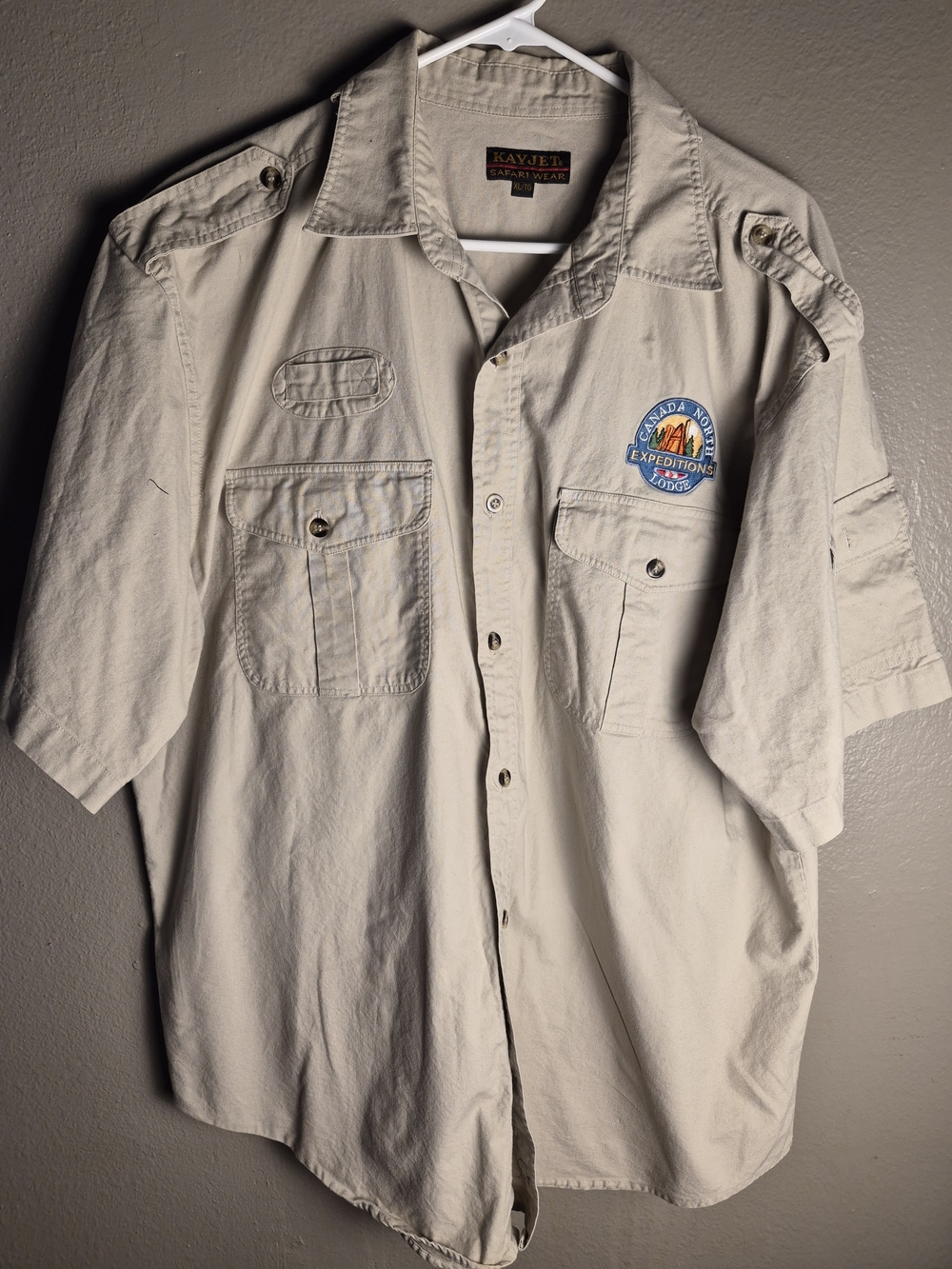 Kayjet Safari Wear Cream Short-Sleeve Utility Shirt - Expedition Patch